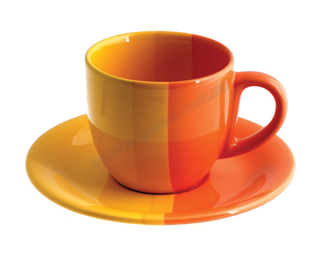 Оранж.-желтая чашка с блюдцем 220 мл