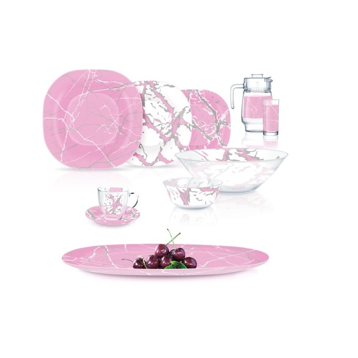 Сервиз столовый Luminarc Carine Marble Pink Silver Q3933 (46 пр)
