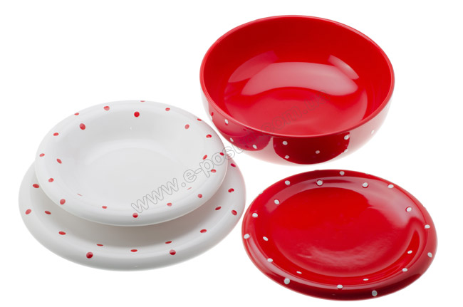Сервиз столовый Keramika Drops Red&White Anka TY19EW257357A (19 пр.)