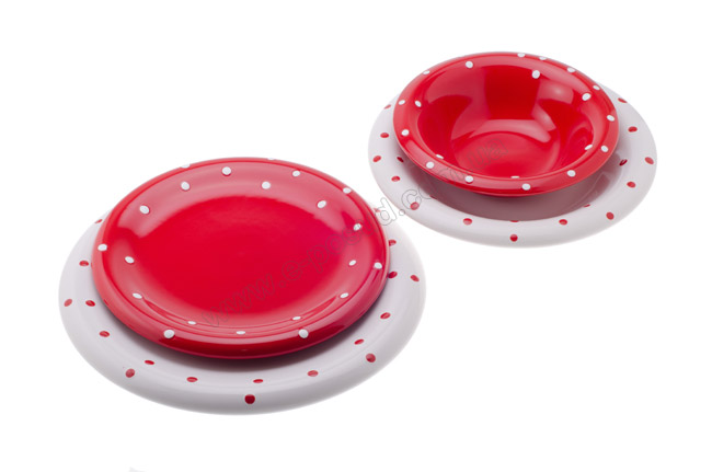 Сервиз столовый Keramika Drops Red&White Anka TY24EW257357A (24 пр.)